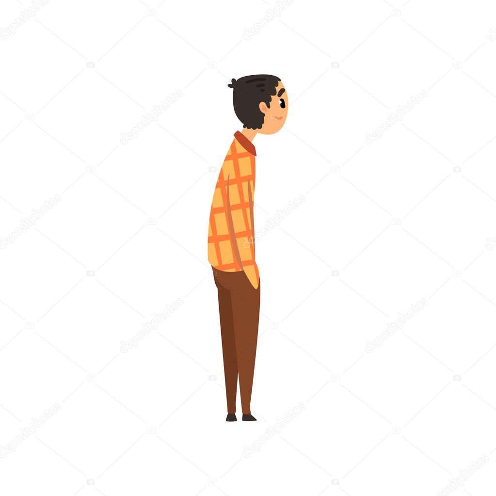 Young man looking at something, side view vector Illustration on a white background