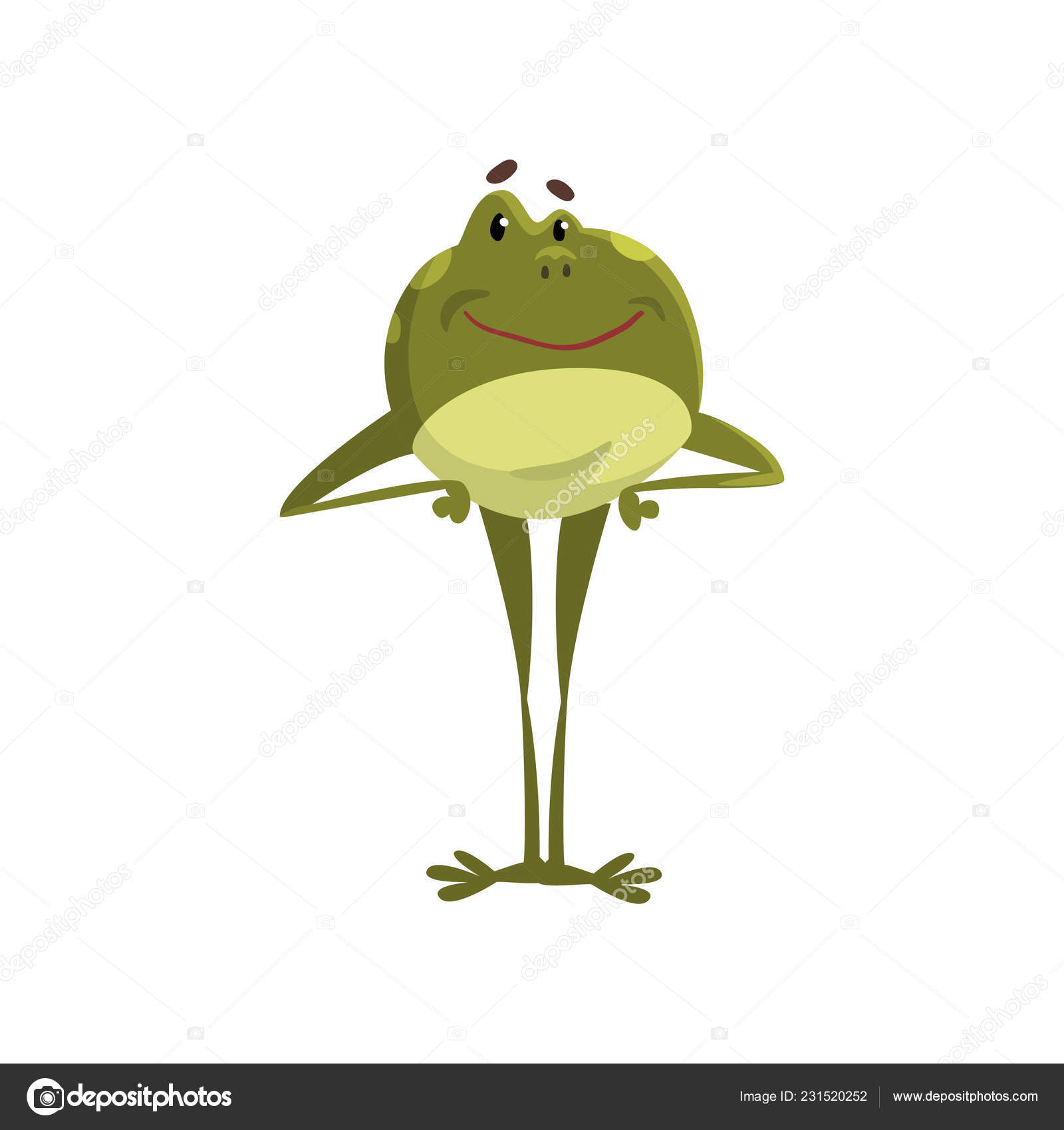 Personaje de dibujos animados animal amfibio rana verde de pie sobre dos  patas vector Ilustración sobre un fondo blanco Vector de stock #231520252  de ©TopVectors, image size:1600x1700