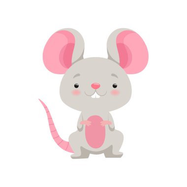 Sevimli fare, komik hayvan karikatür karakter vektör çizim beyaz bir arka plan