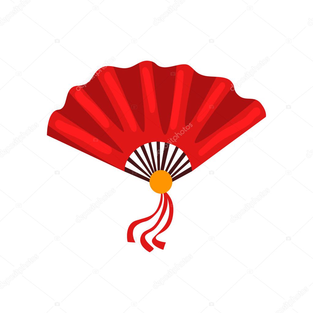 Red fan Chinese traditional symbol vector Illustration on a white background