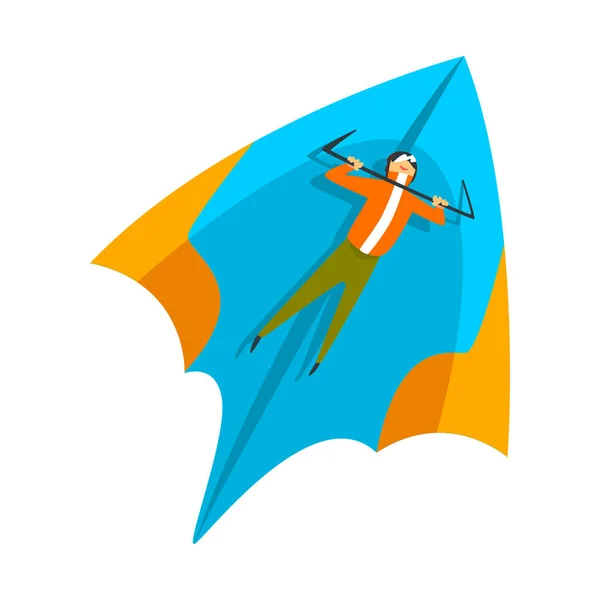 Skydiver vliegen op een hang zweefvliegtuig, parachutespringen, parachutespringen extreme sport vector illustratie op een witte achtergrond — Stockvector