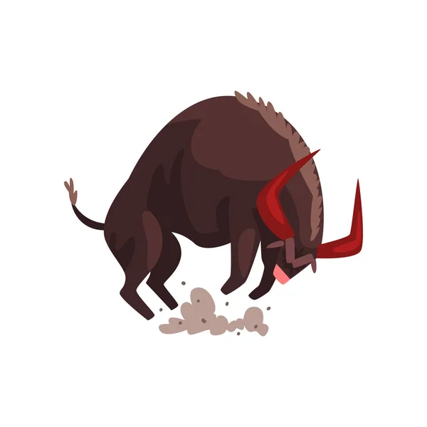 Furious bull, bullfighting, corrida performance vector Illustration on a white background — Stock Vector