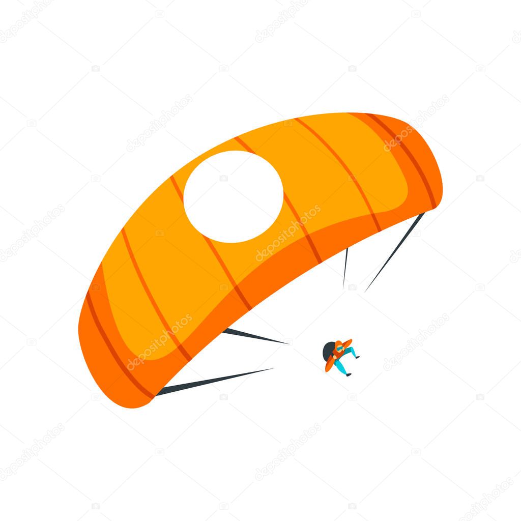 Skydiver flying with parachute in the sky, skydiving, parachuting extreme sport vector Illustration on a white background