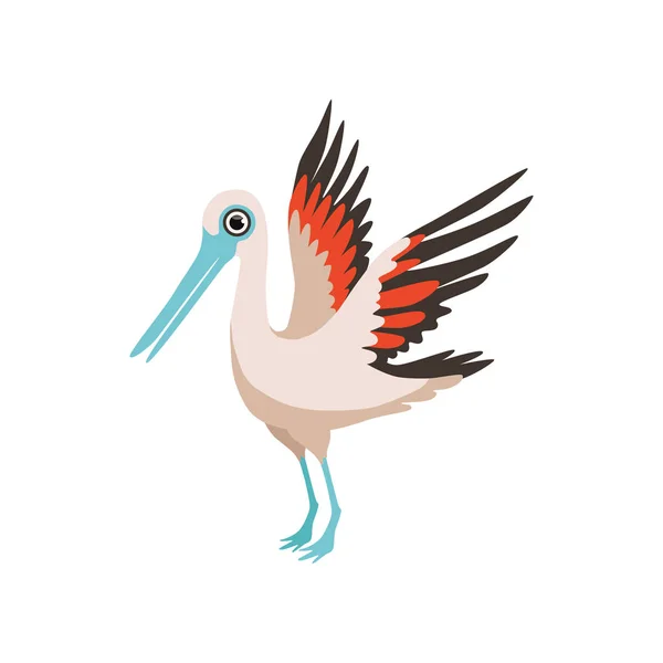 Beau vecteur oiseau cigogne Illustration sur fond blanc — Image vectorielle