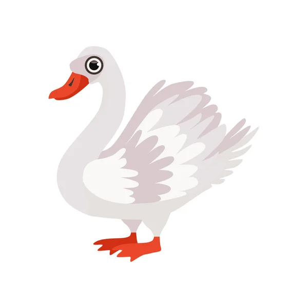 Hermoso vector de pájaro cisne Ilustración sobre fondo blanco — Vector de stock