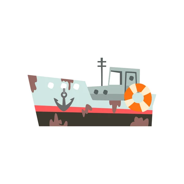 Rybářské plavidlo, průmyslové trawleru na výrobu mořské plody, vintage námořní loď vektorové ilustrace — Stockový vektor