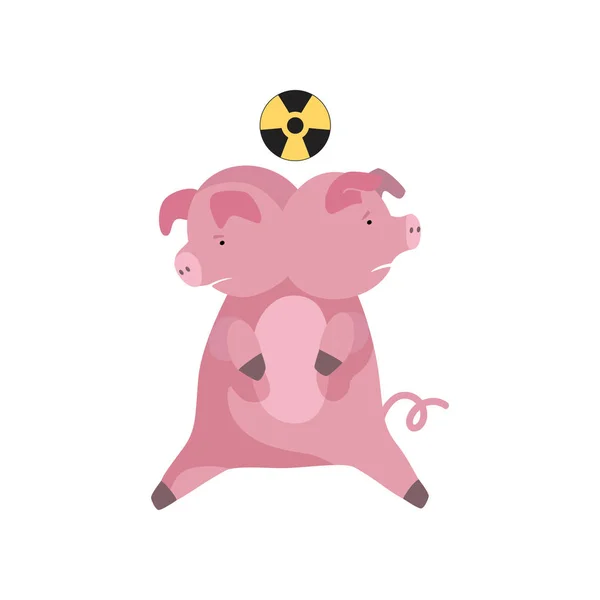 Mutación animal, contaminación radiactiva del medio ambiente, vector de desastre ecológico Ilustración sobre fondo blanco — Vector de stock