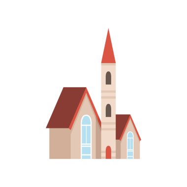Hıristiyan kilise binası, kentsel veya kırsal manzara vektör çizim tasarım öğesi