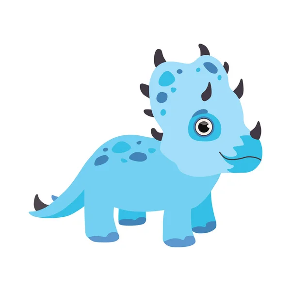 かわいい青い恐竜、面白い赤ちゃん恐竜漫画文字ベクトル図 — ストックベクタ