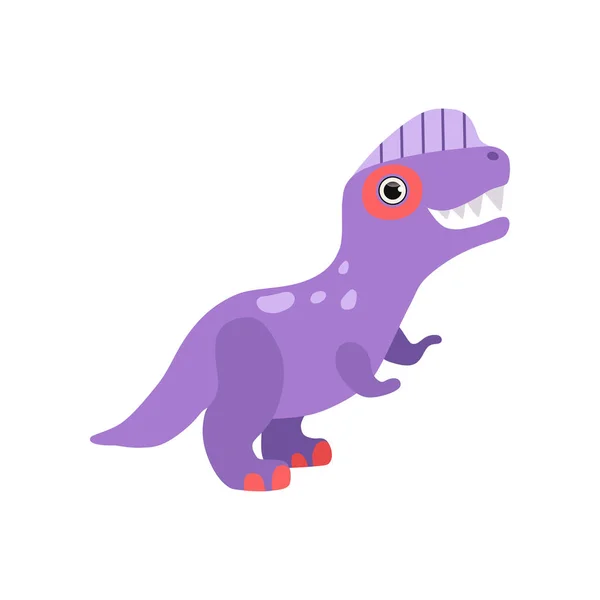 Dinosaure violet mignon, drôle de bébé dino dessin animé personnage vecteur Illustration — Image vectorielle