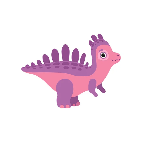 Dinosaurio lindo, divertido bebé Dino personaje de dibujos animados vector Ilustración — Vector de stock