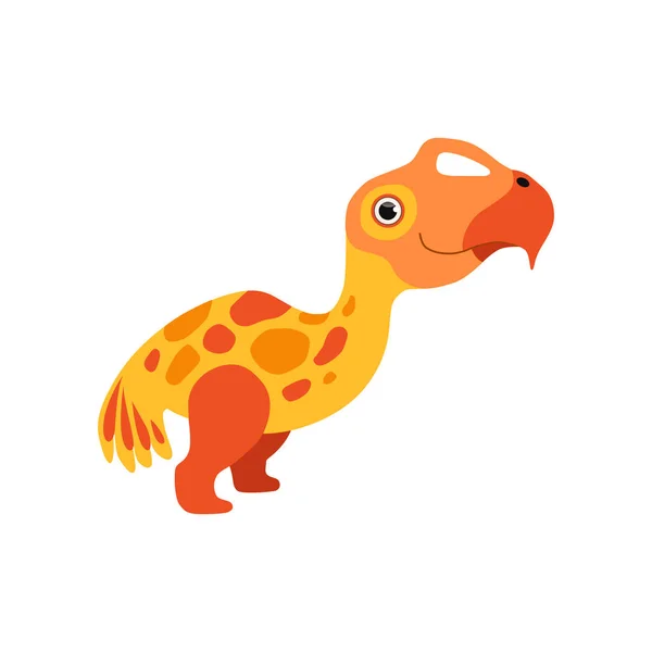 Mignon hadrosauridés dinosaure, drôle bébé dino dessin animé personnage vecteur Illustration — Image vectorielle