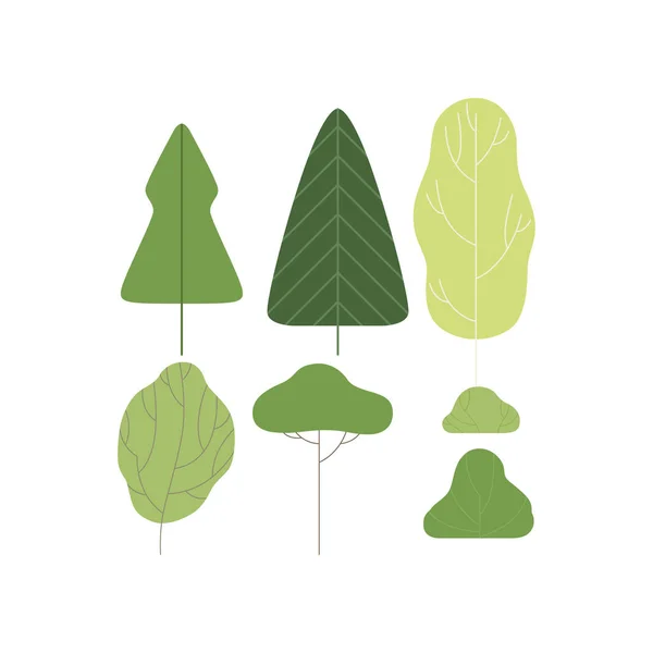 Arbres verts, éléments d'aménagement paysager estival vectoriel Illustration — Image vectorielle