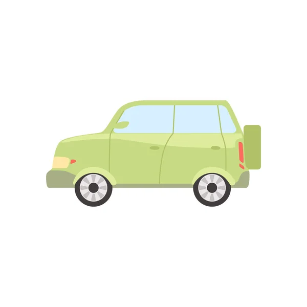 ' Groene ' auto, kant weergave vector illustratie geïsoleerd op een witte achtergrond — Stockvector