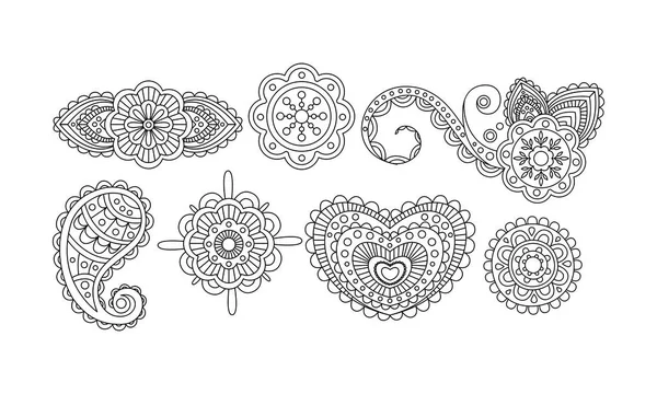 Eleganz abstrakt monochrom florale Hand gezeichnet Mandala stilisierte Ornamente Vektor Illustration — Stockvektor