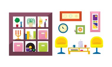 İç oturma odası mobilya vektör çizim ile