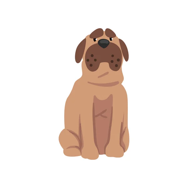 Cute bulldog dog, funny pet character, furry human friend vector Illustration — Stock Vector