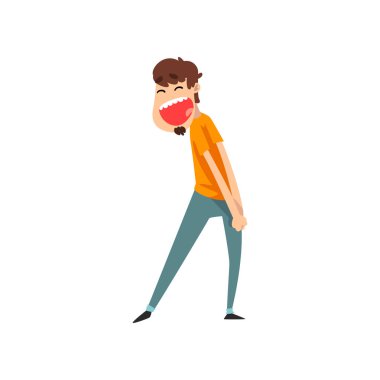 Erkek şarkıcı şarkı tutkuyla illüstrasyon vektör