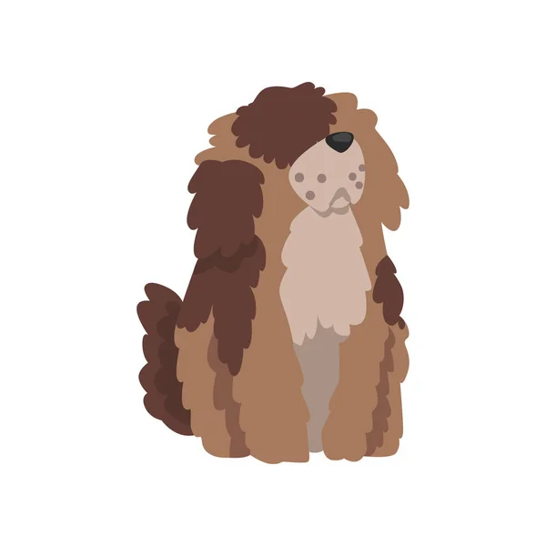 Ładny pies Kudłaty, zabawny znak zwierzę, futrzany przyjaciel człowieka wektor ilustracja — Wektor stockowy