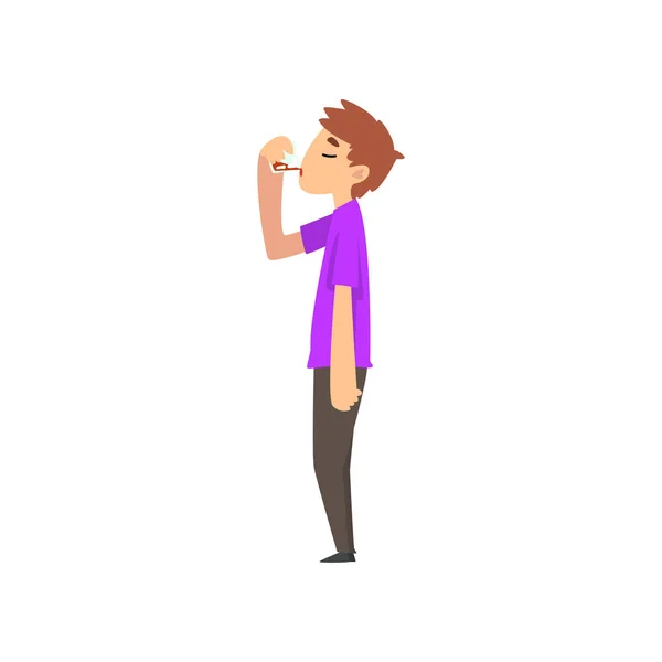 Jeune homme personnage boire de l'alcool vecteur Illustration — Image vectorielle