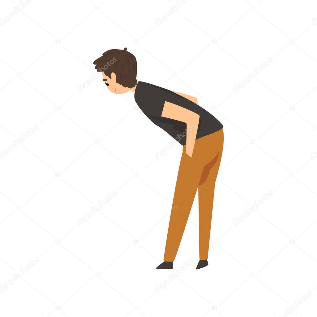 Young man looking at something, male pet owner vector Illustration