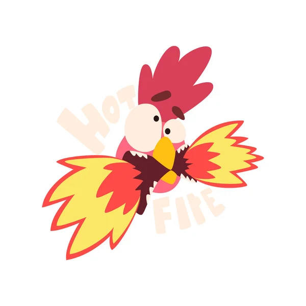 Horký oheň kuře, horké kohout crazy, kreativní logo design prvek vektorové ilustrace — Stockový vektor