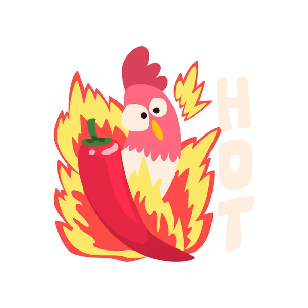 Horké pikantní kuřecí, kohout ohně, kreativní logo design prvek vektorové ilustrace — Stockový vektor