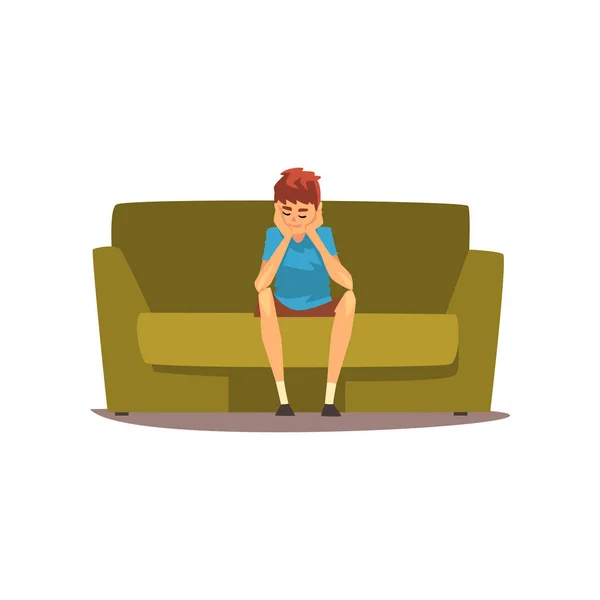 Jovem entediado sentado no vetor do sofá Ilustração —  Vetores de Stock