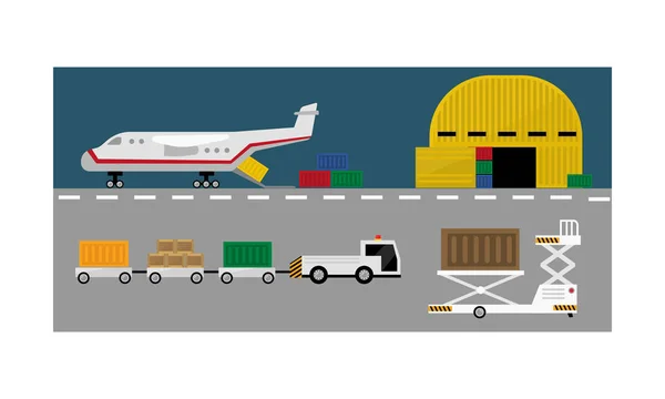Air cargo leverans transport, frakt Last transport vektor Illustration — Stock vektor