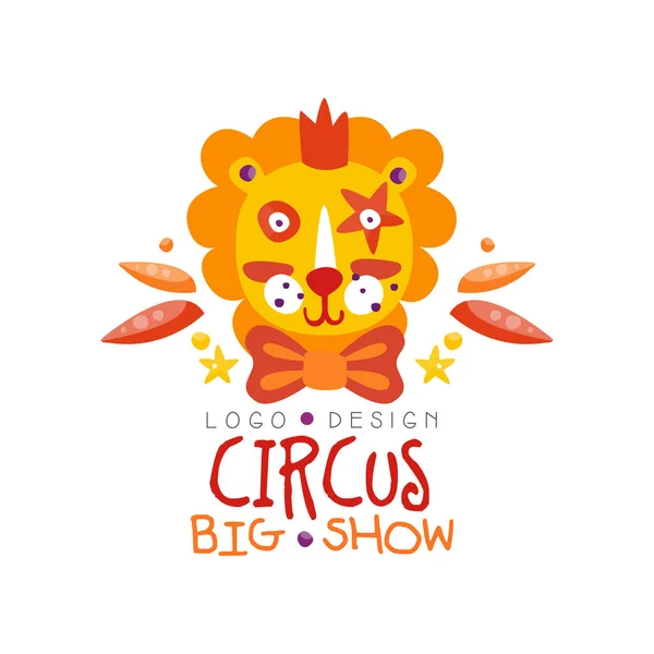 Diseño del logotipo del espectáculo grande del circo, carnaval, etiqueta creativa festiva, insignia, plantilla dibujada a mano de flyear, cartel, bandera, vector de invitación Ilustración — Vector de stock