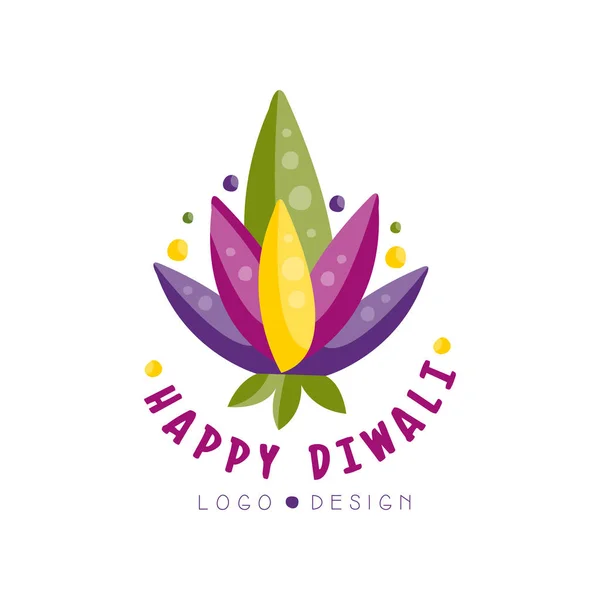 Projeto feliz do logotipo de Diwali, festival das luzes etiqueta, cartaz, convite, folheto, vetor do modelo do cartão da saudação Ilustração — Vetor de Stock