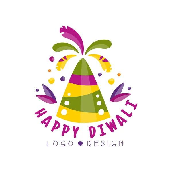 Happy Diwali projektowanie logo, Festiwal światła kolorowe etykiety, plakat, zaproszenia, ulotki, życzeniami szablon wektor ilustracja — Wektor stockowy