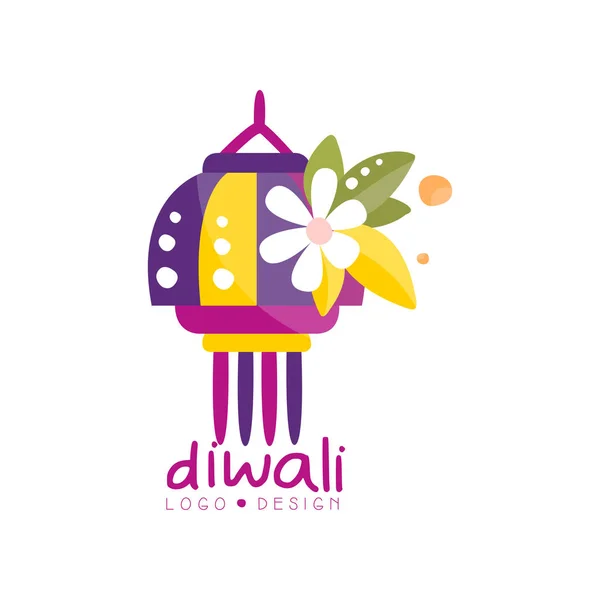 Diwali logo design, festival of lights label, poster, invitation, flyer, greeting card template vector Ilustración — Archivo Imágenes Vectoriales