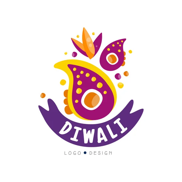 Design de logotipo Diwali, etiqueta do festival hindu, cartaz, convite, panfleto, cartão de saudação vetor desenhado à mão Ilustração i — Vetor de Stock