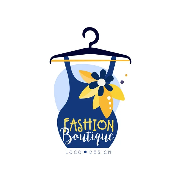Fashion boutique logo design, clothes shop, beauty salon, dress store label vector Illustration — Stock Vector