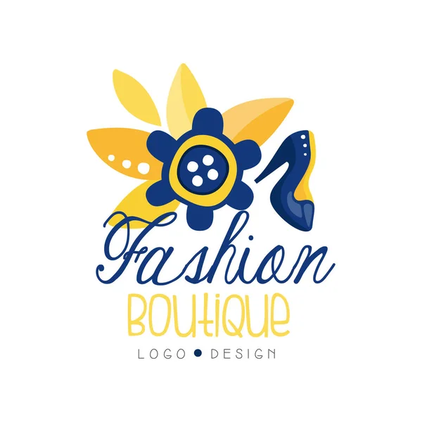 Fashion boutique Logotypdesign, kläder butik, klänning store etikett vektor Illustration — Stock vektor