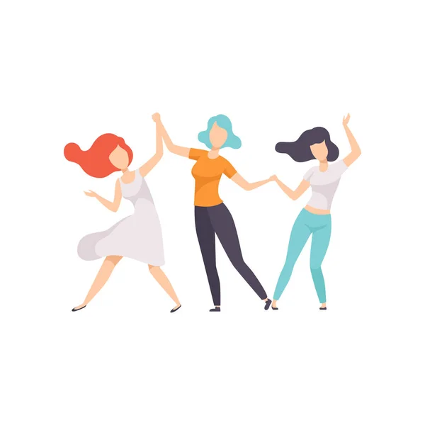 Twee mooie vrouwen vrienden Having Fun samen op de viering partij, vrouwelijke vriendschap vectorillustratie — Stockvector