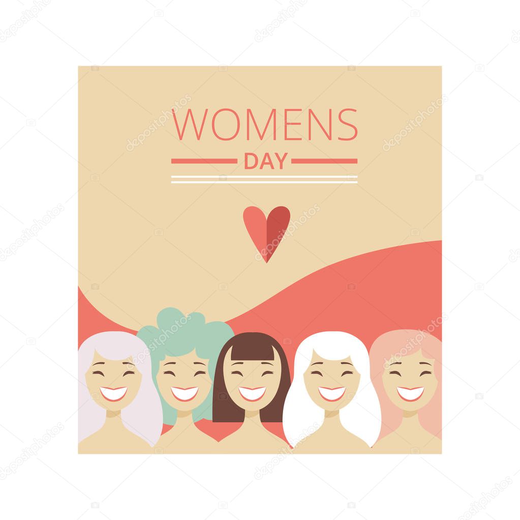 8 March Womens Day Floral Greeting Card, Party Invitation, Festive Banner Vector Illustration