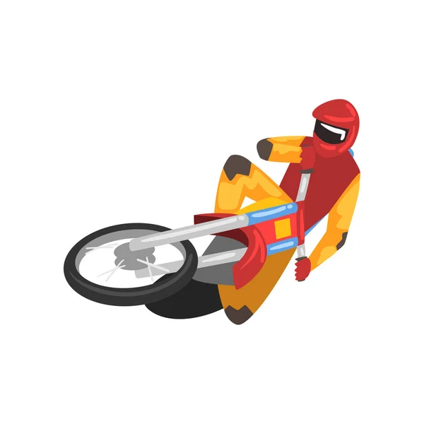 Motociclista em Motocicleta, Motocross Racing Vector Ilustração — Vetor de Stock