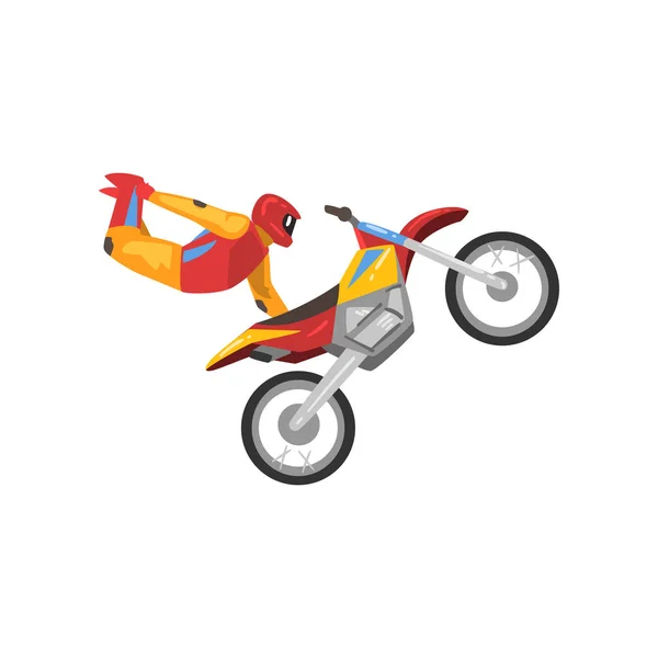 Motocycliste sur moto, Sportsman Performing Trick Illustration vectorielle — Image vectorielle