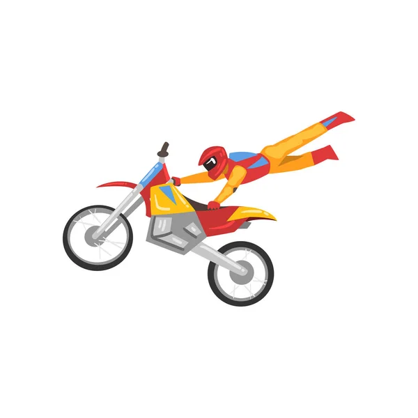 Motocycliste Moto Course Motocross Motocycliste Personnage Masculin Effectuant Tour Illustration — Image vectorielle