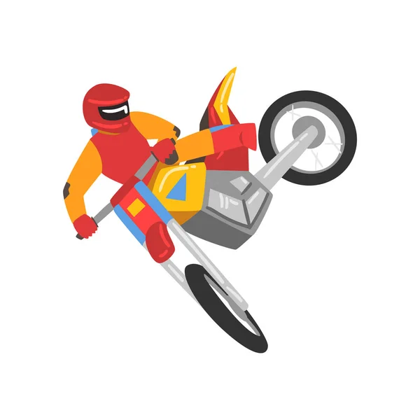 Мотоциклист за рулем мотоцикла, мотокросс, мотоциклист — стоковый вектор
