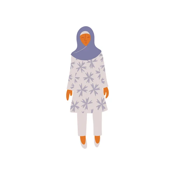 戴头巾的穆斯林妇女 hijab 矢量插图 — 图库矢量图片