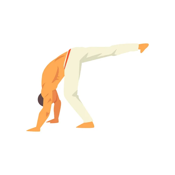Male Capoeira Dancer Character, Brazilian National Martial Art Vector Illustration — Stock Vector