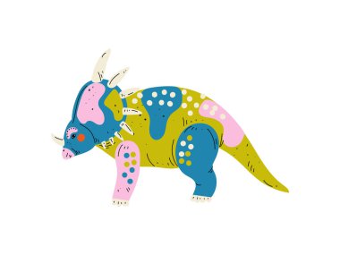 Colorful Styracosaurus Dinosaur, Cute Prehistoric Animal Vector Illustration clipart
