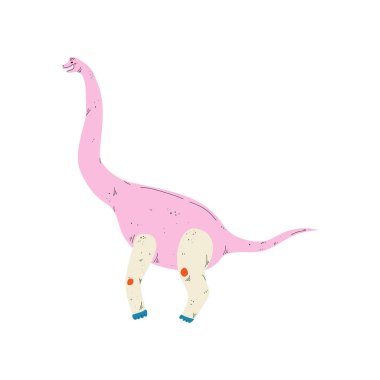 Renkli Brachiosaurus dinozor, sevimli tarih öncesi hayvan vektör çizim