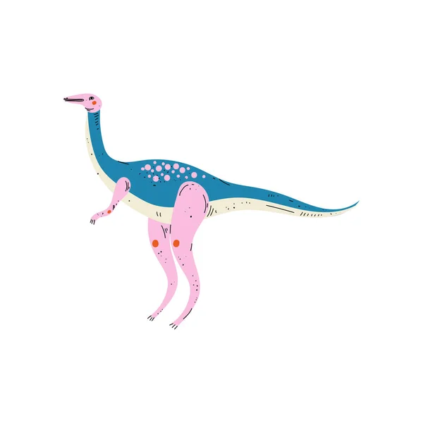 カラフルなディプロドクス恐竜 白い背景の上のかわいい先史時代の動物のベクトル図 — ストックベクタ