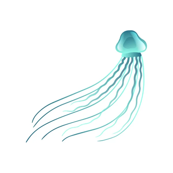 Ilustracja wektorowa meduzy, piękne turkusowe kąpieliska morskie stworzenia pod wodą — Wektor stockowy