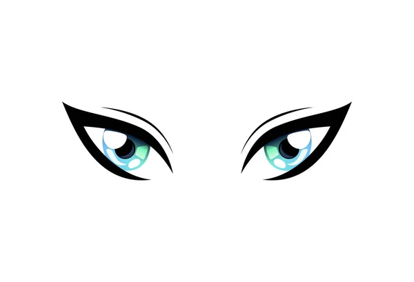 Bright Beautiful Cat Eyes with Light Reflections Manga Japanese Style Vector Illustration — Stock Vector