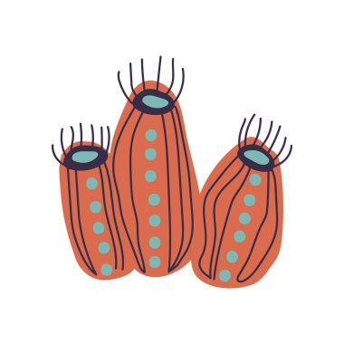 Kahverengi yosun, deniz veya akvaryum sualtı tesisi, vektör çizim